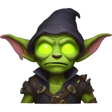 goblin with glowing neon emoji