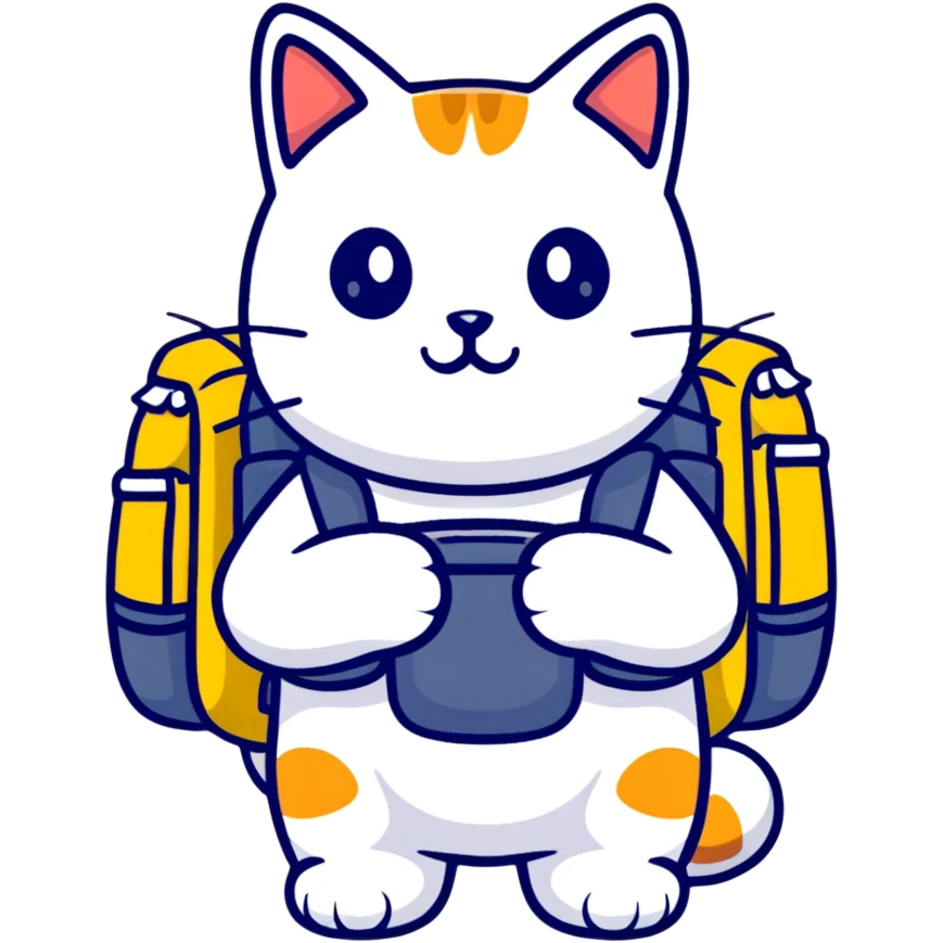 cat with a colorful backpack emoji