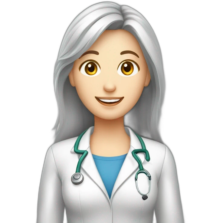 Crea un avatar de medio cuerpo de una nutricionista rubia con ojos grandes y de color gris, cara fina, pelo largo, empieza por ahí y vamos refinando el resultado  emoji