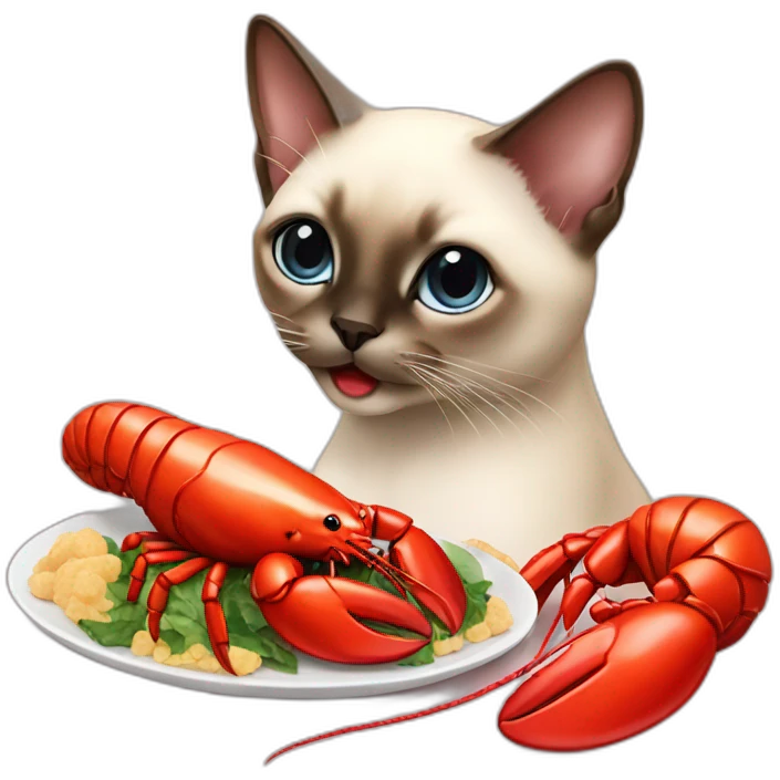 siamese cat eating lobster emoji
