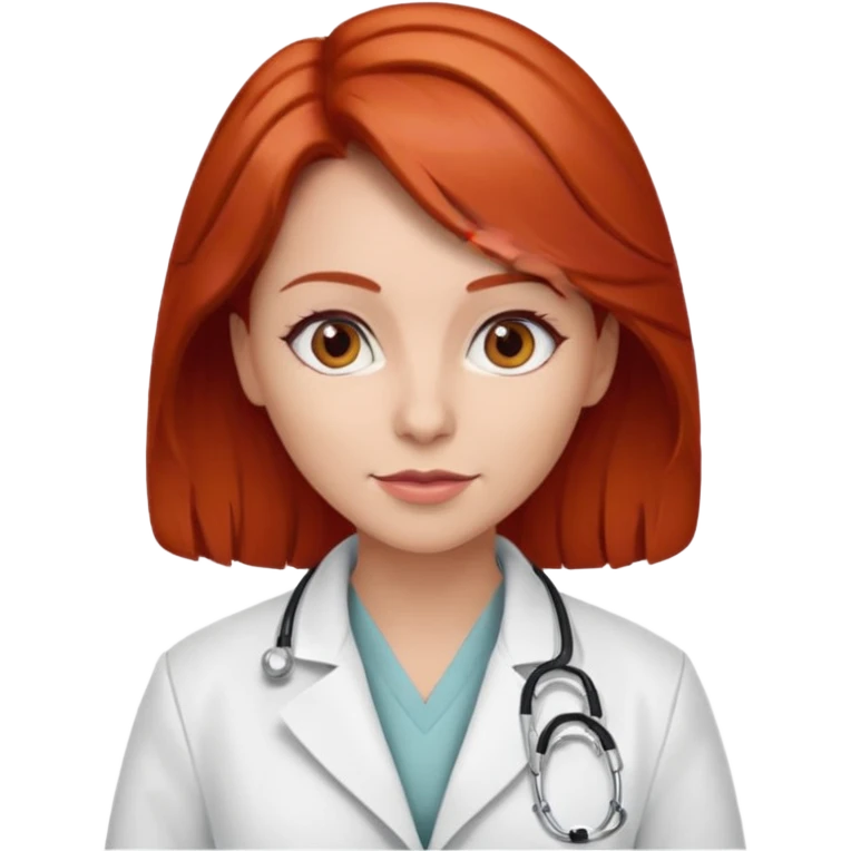 woman, red hair, brown eyes, cardiologist, classic emoji