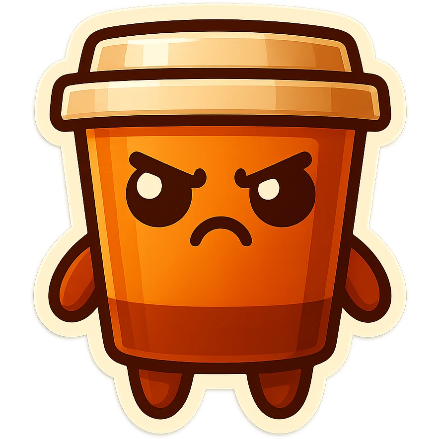 Tall coffee cup, annoyed, disturbed emoji