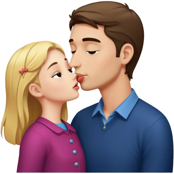 Tall guy kissing a short girl emoji