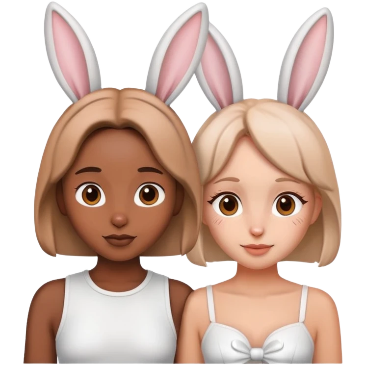 Two best friends with bunny ears  emoji