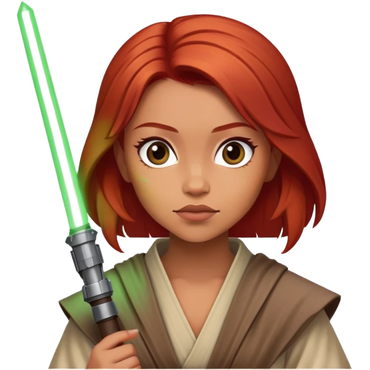 Star Wars Jedi Girl lighter skin red hair emoji