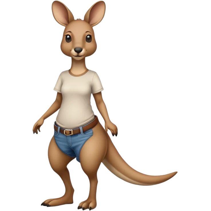 female kangaroo anthropomorphised wearing jeans and a t-shirt walking upright emoji