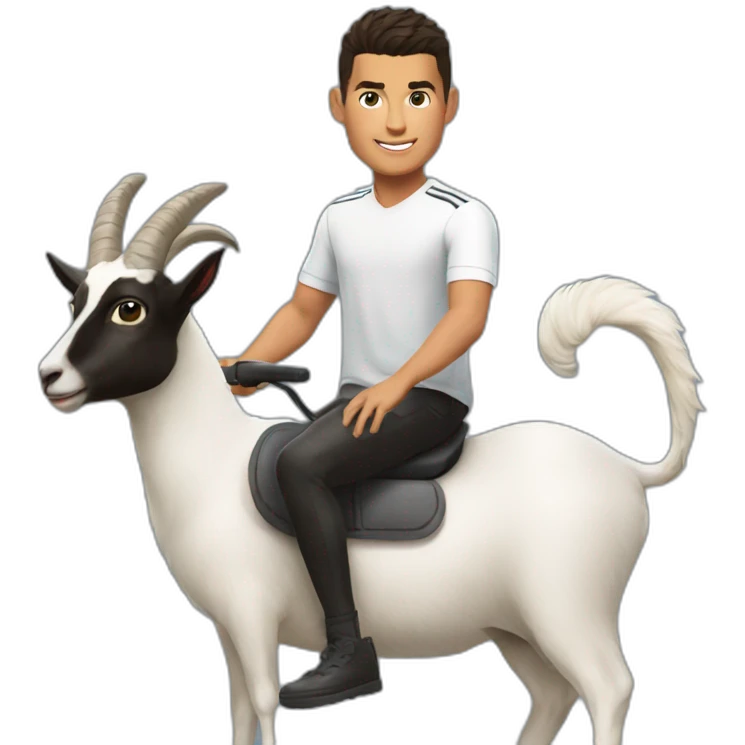 Cr7 ridind a  goat emoji