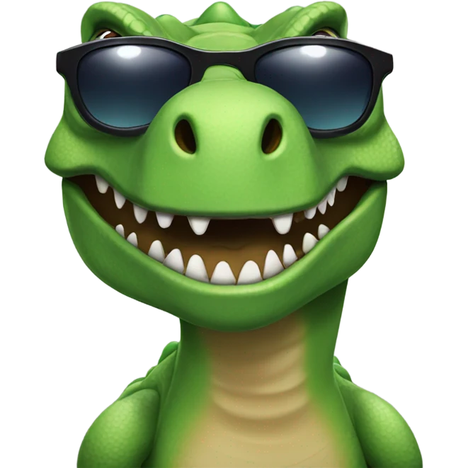 A dinosaurs with sunglasses emoji