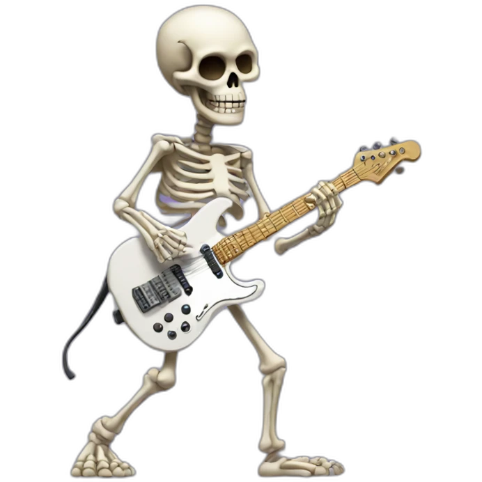 Skeleton playing electric guitar emoji