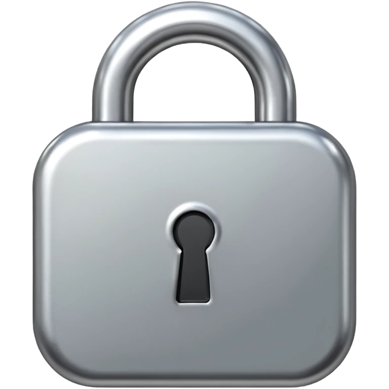 Chrome silver lock emoji, iOS emoji style, smooth metallic surface, rounded edges, reflective highlights, minimalistic emoji