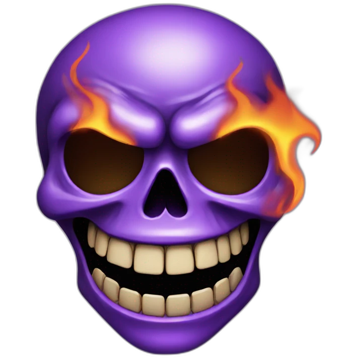 purple flaming skull face grinning emoji