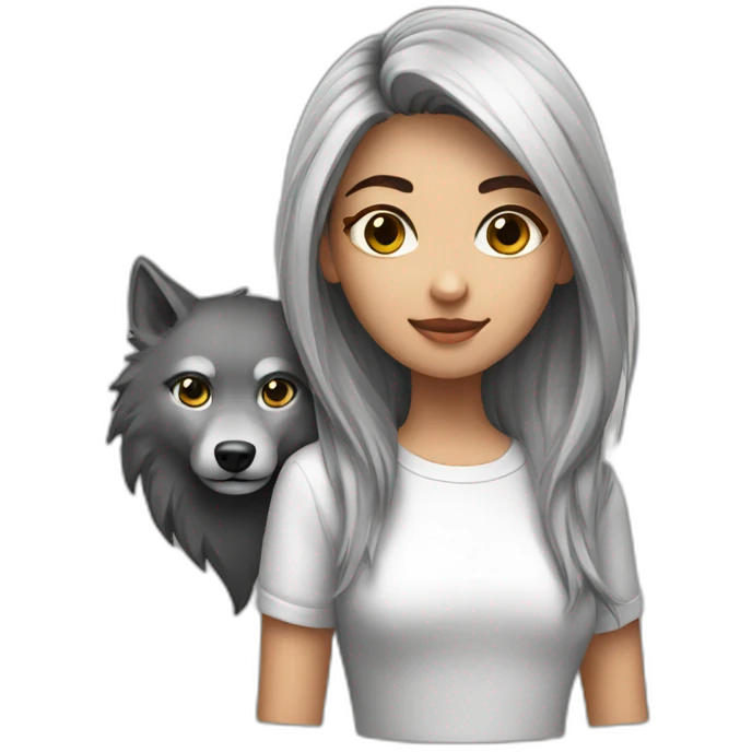A girl with a wolfcut emoji
