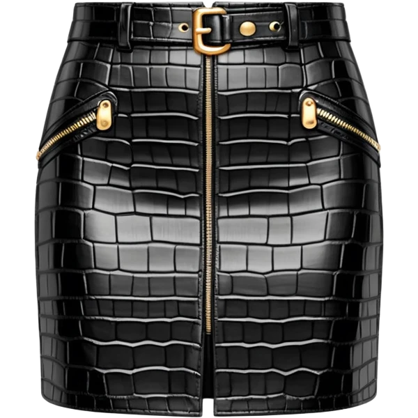 super realistic black crocodile leather mini skirt emoji