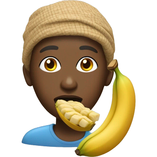 Une personne africaine qui mange du foutou banane sauce graine emoji