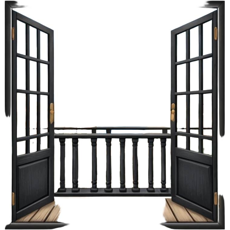 balcony with doors made out of wood emoji
