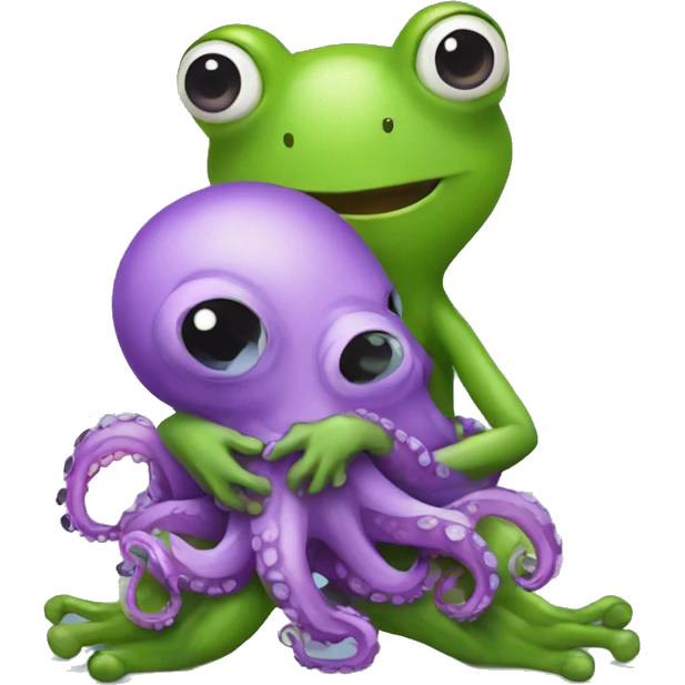octopus hug frog emoji