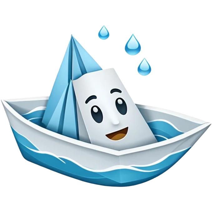 emoji de barco de papel de color blanco o celeste emoji