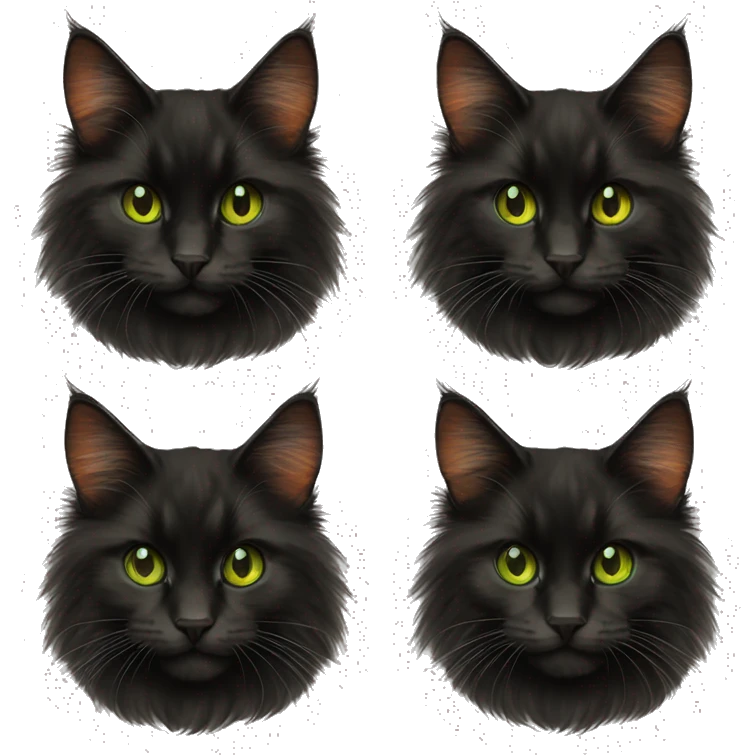 Black orange Maine Coon cat green eyes emoji