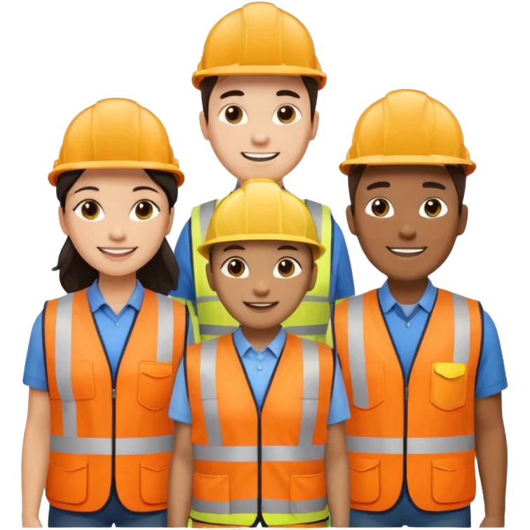group of multiracial railway engineers emoji