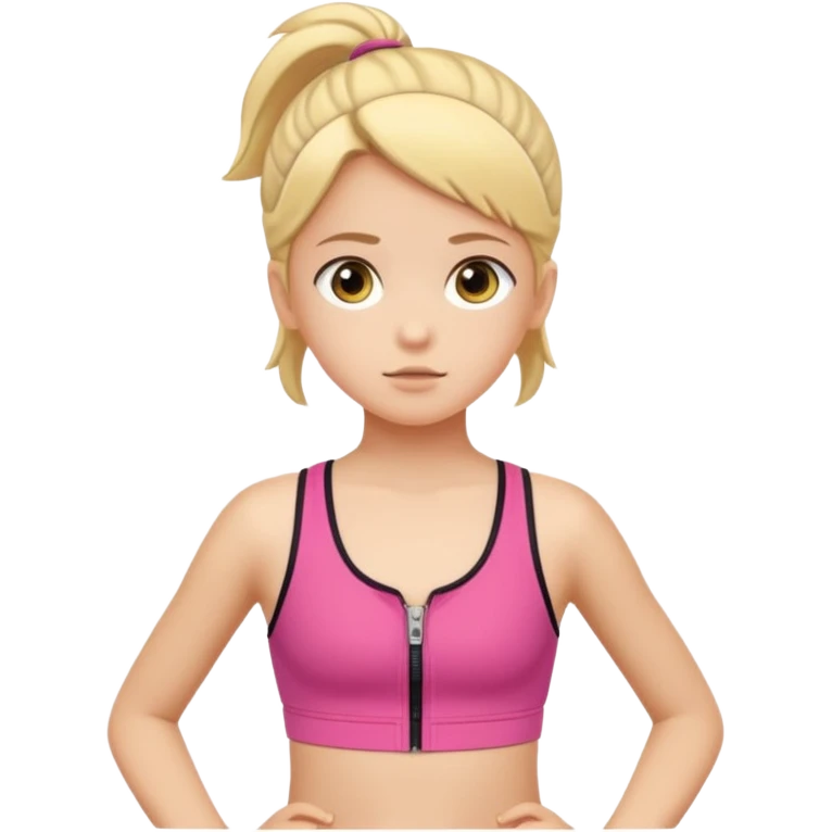 prepubescent flat-chested child girl in a zipper sports bra emoji