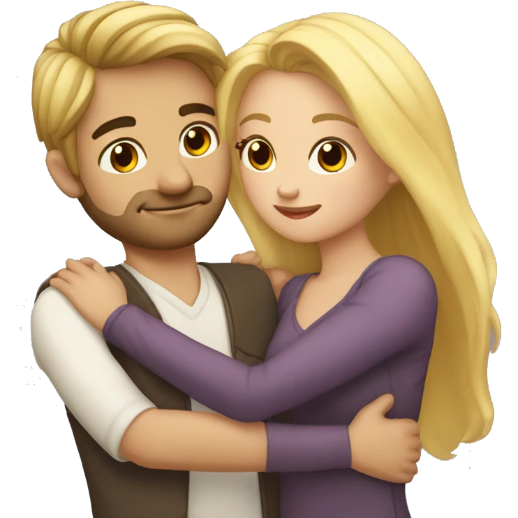 Abrazo de moreno y rubia emoji