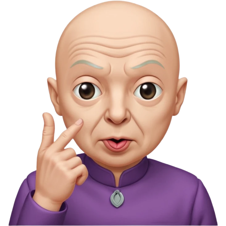 Dr evil from austin powers with his pinky to his mouth emoji