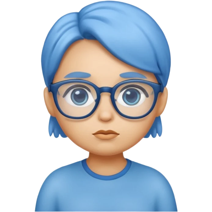 smart chick emoji, question, thinking, glasses, blue emoji