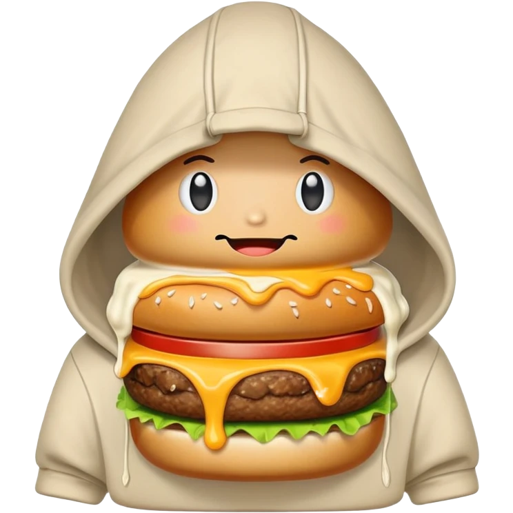 Burger wearing a hoodie emoji