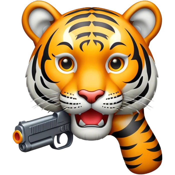 tiger face with toy pistol for action game Twitch emote emoji