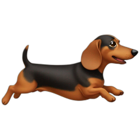 a fat little dachshund running, viewed from the side emoji