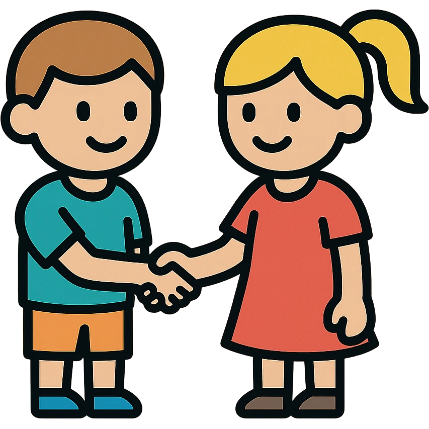 boy and girl shaking hands emoji
