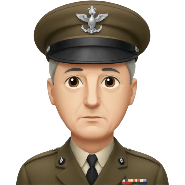 Charles de Gaulle emoji serious face in profile view, wearing kepi hat emoji