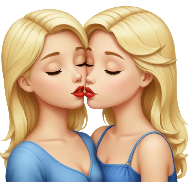Two skinny blond girls kissing  emoji