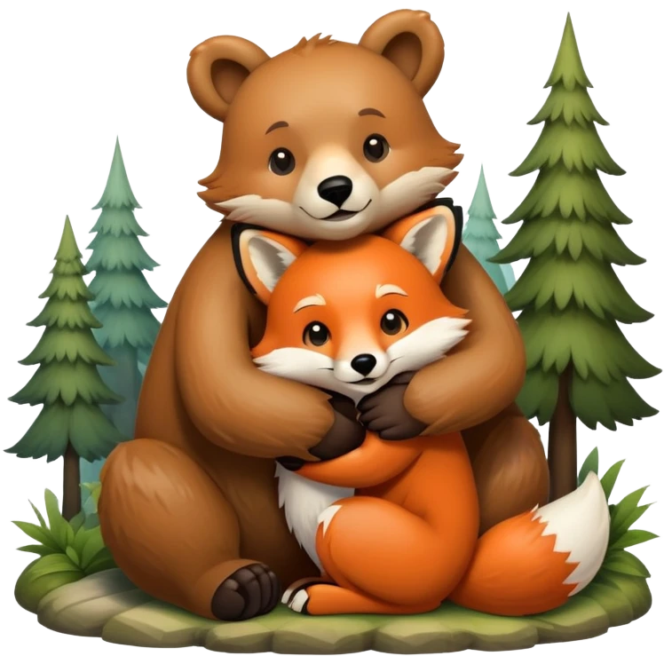 Bear hug a fox emoji