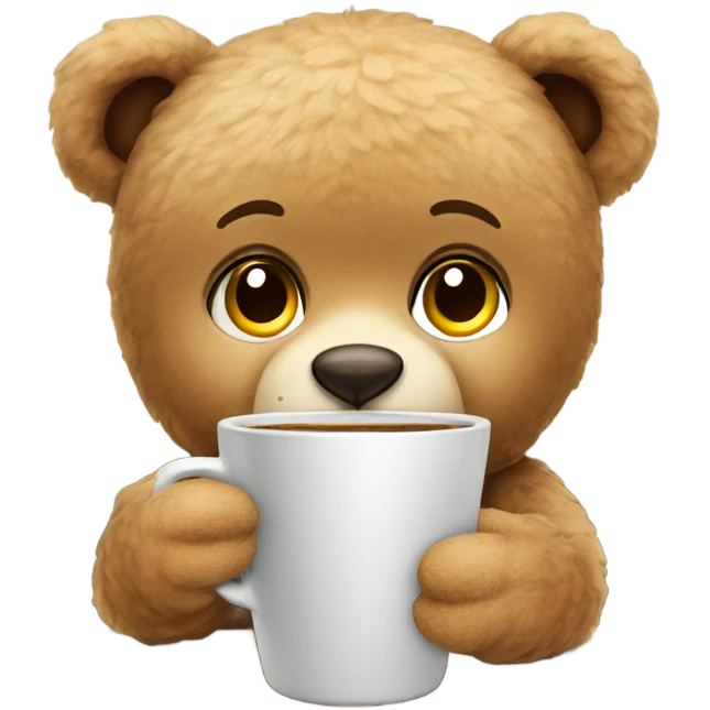 Female Teddy Bear drinking coffee emoji