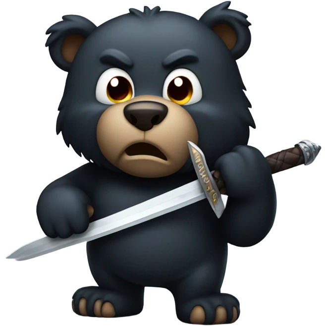 angry black bear with a sword emoji