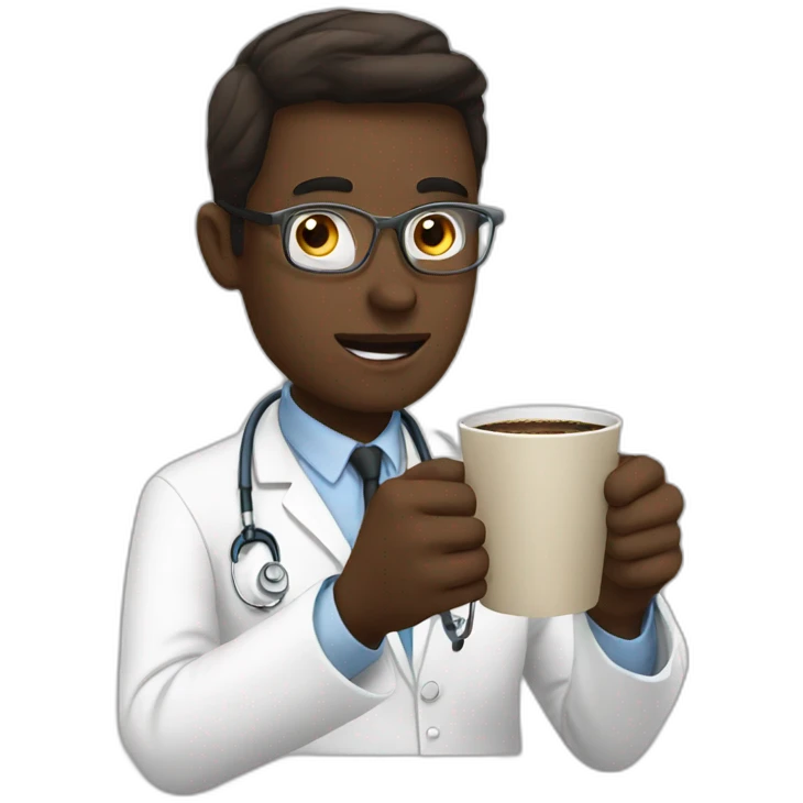 a white doctor asking coffee emoji