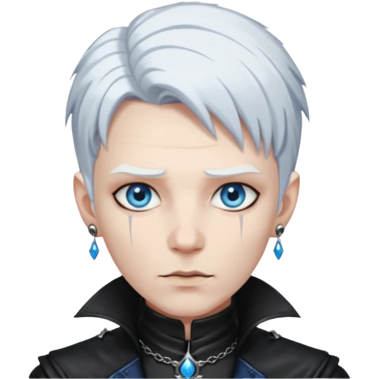 necromancer with black leather outfit white hair emoji