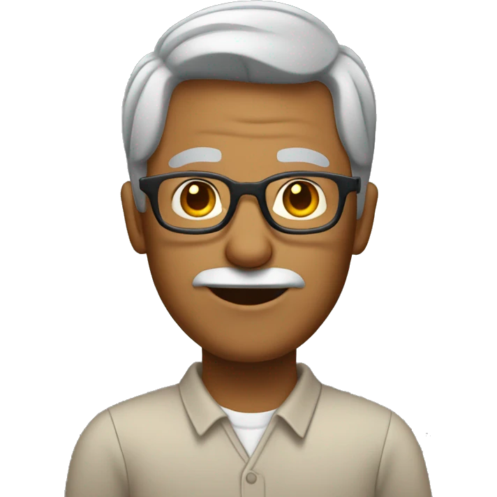 Tan man with glasses and grey hair emoji