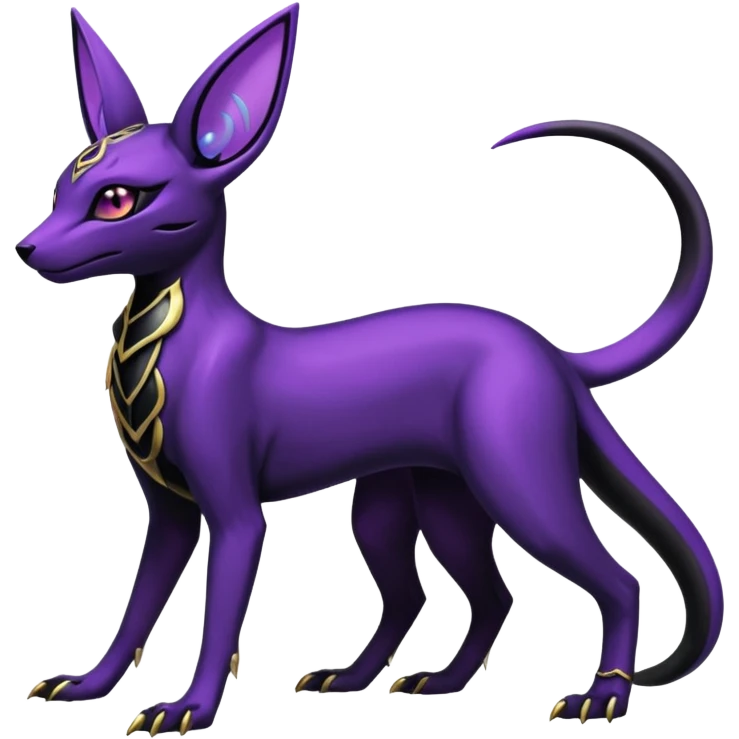 Shiny Dark Edgy Gothic Gloomy Futuristic Salandit-Umbreon-Espeon-Anubis-Hybrid (Full body) emoji