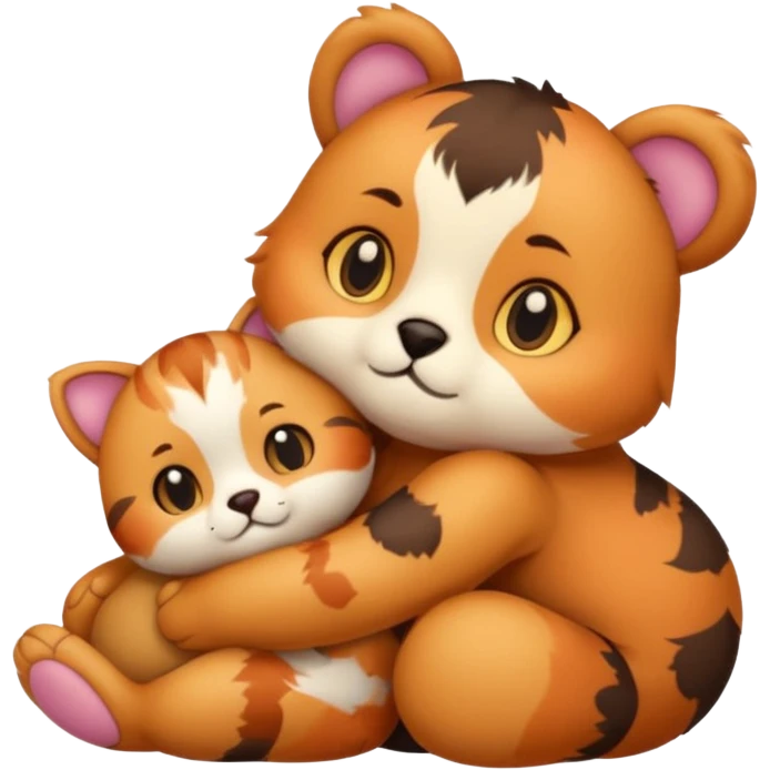 cat hugs a little bear emoji