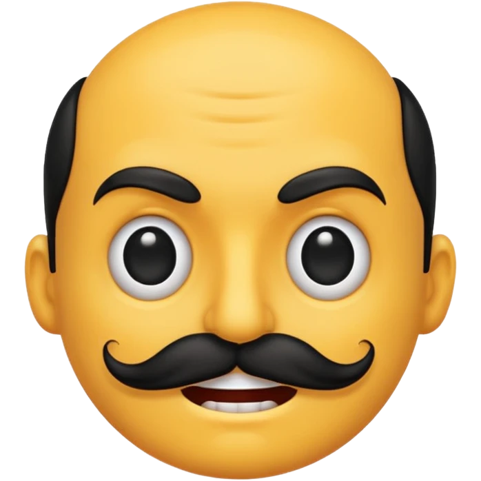 Create a Chinese smile emoji. Use the regular smile emoji and update its looks accordingly. the smile should contain an evil smile with a long Chinese like mustache emoji