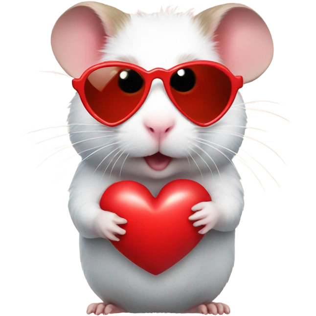 a hamster with red heart sunglasses  emoji