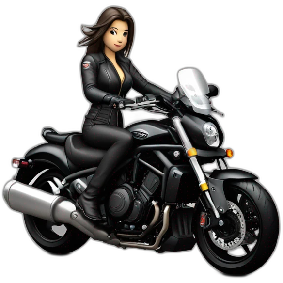 Yamaha Vmax 1700 negra mujer motera emoji