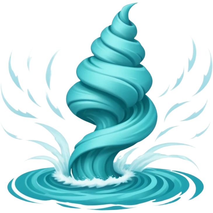 Swirling tornado coming out of the water mark the colur teal with arms and legs coming out the side in a storm emoji