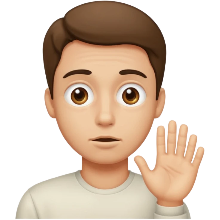 A guy saying please with puffy eyes emoji