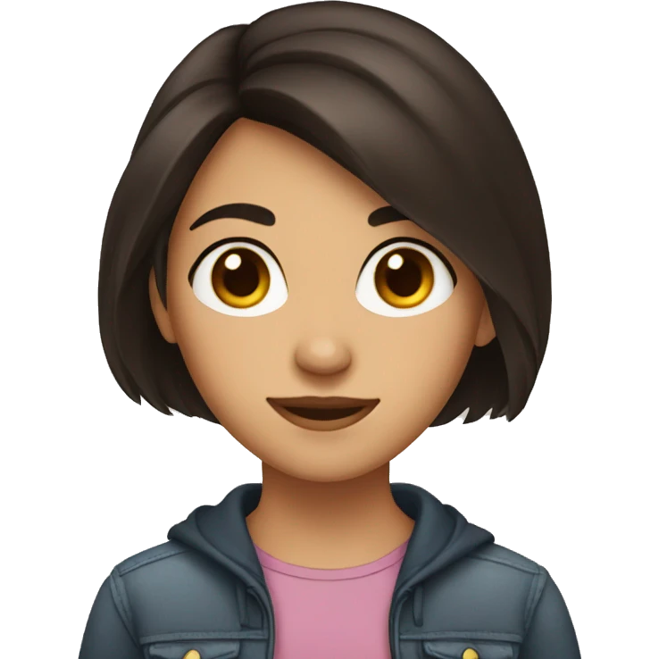 A girl with dark hair, brown eyes. emoji