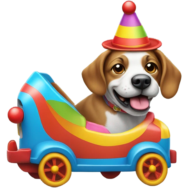 Dog in a clown car emoji