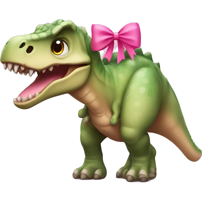 dinosaur with pink bow on its head emoji