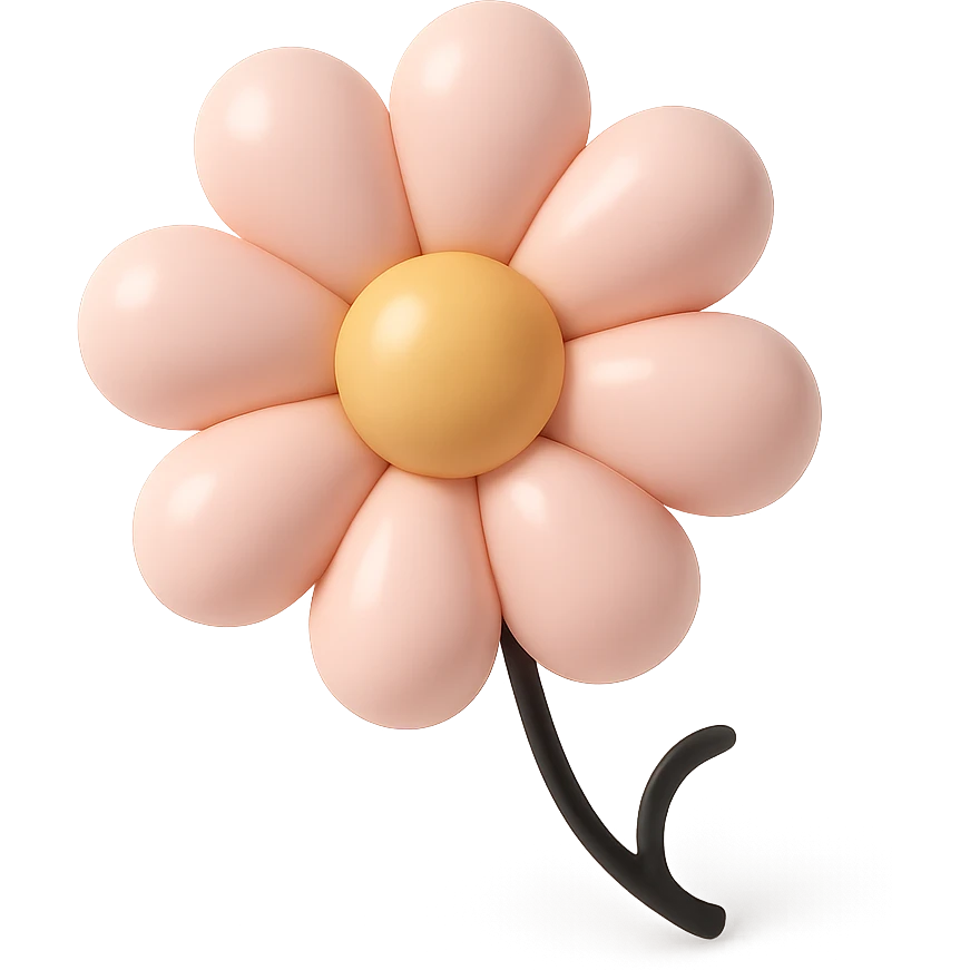 daisy flower in balloon style with pastel colors emoji